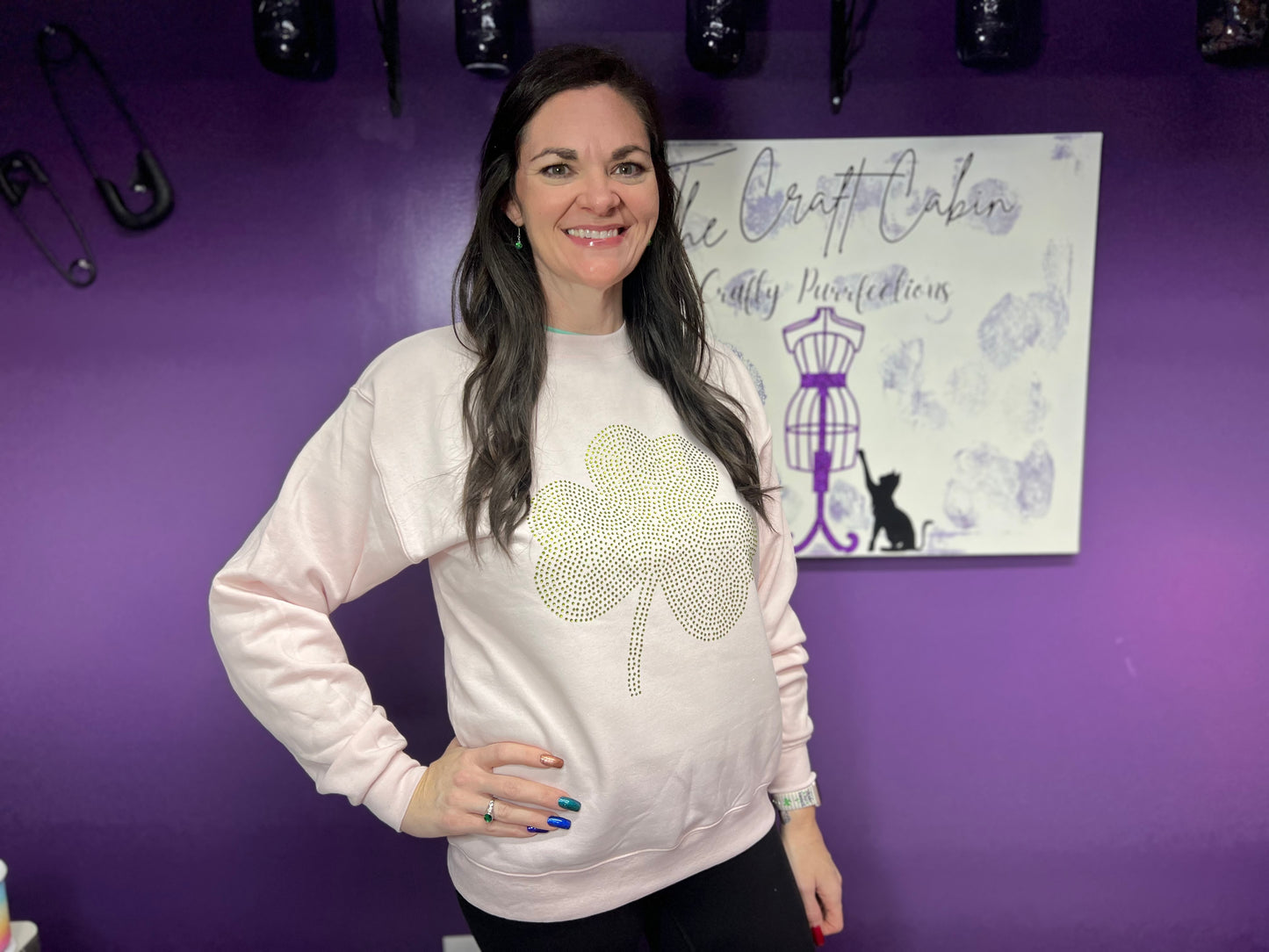 Pale Pink Shamrock Sweatshirt