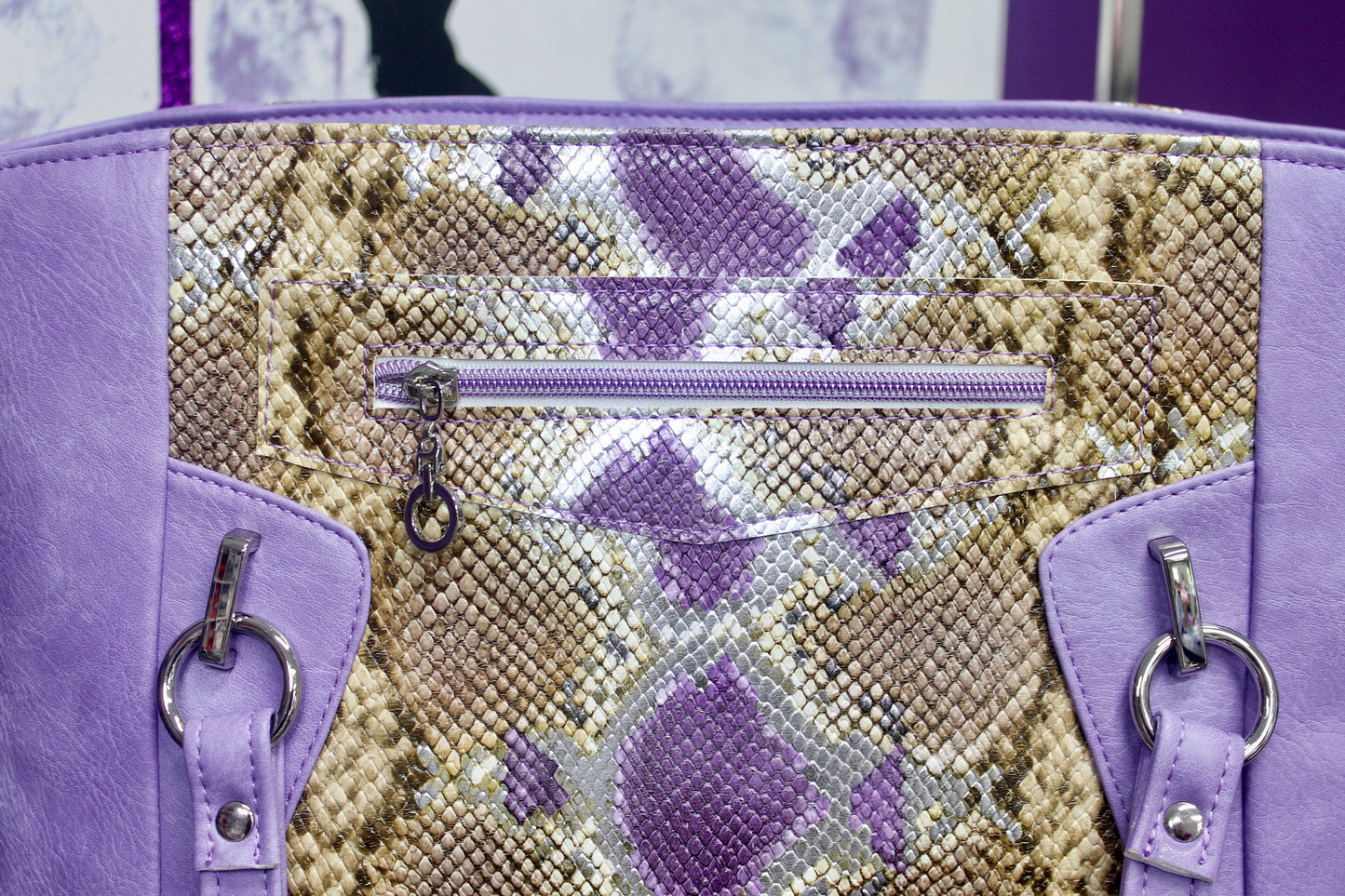 Lavender & Snake Skin Tote