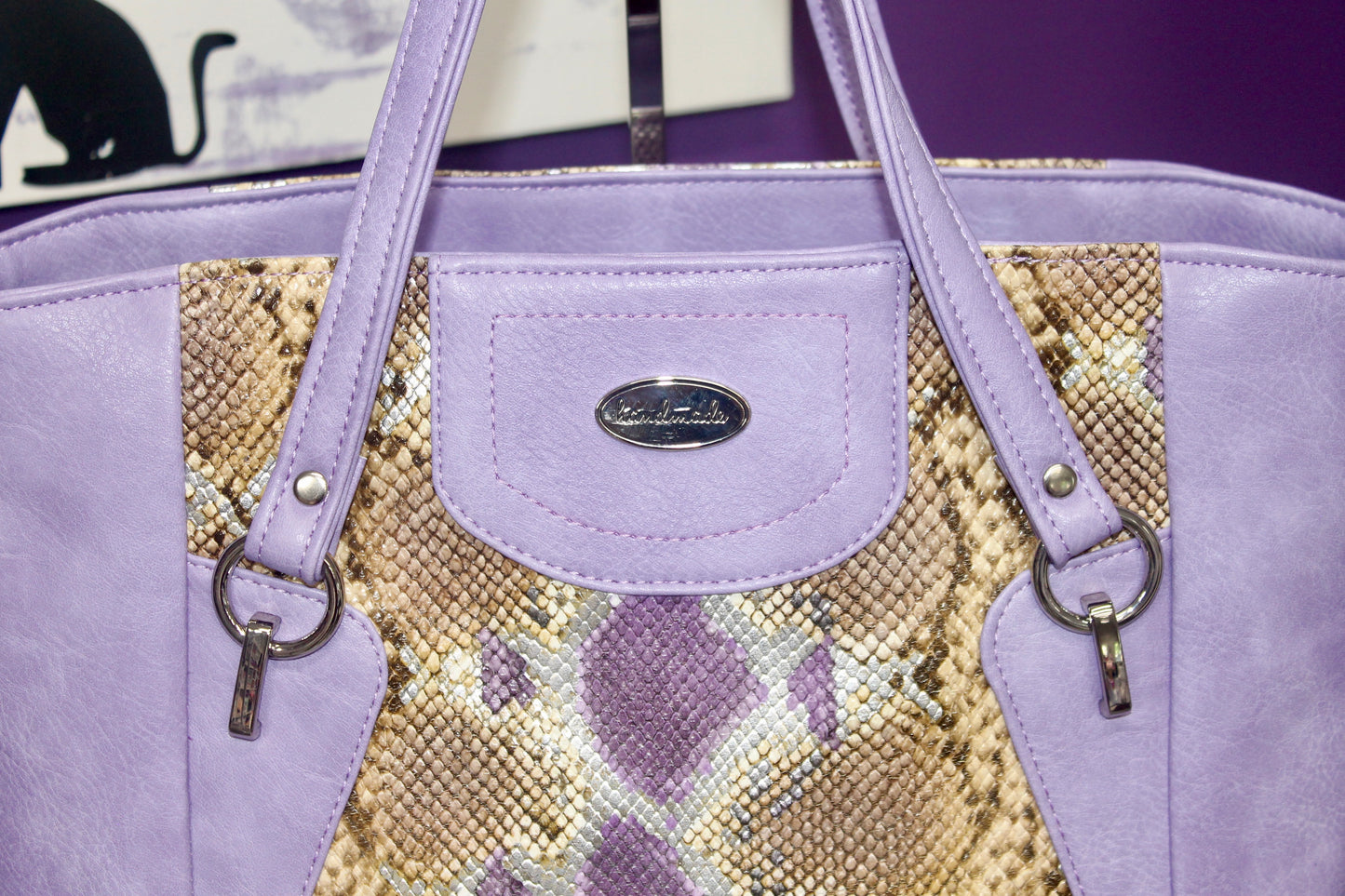 Lavender & Snake Skin Tote