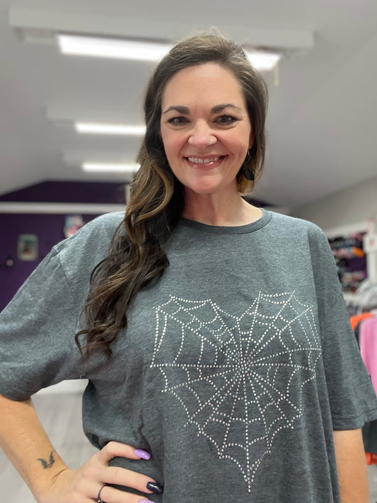 Spiderweb rhinestone tee