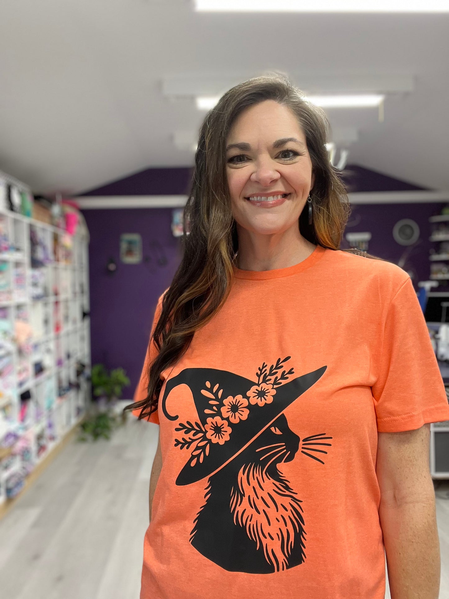 Kitty witch orange tee