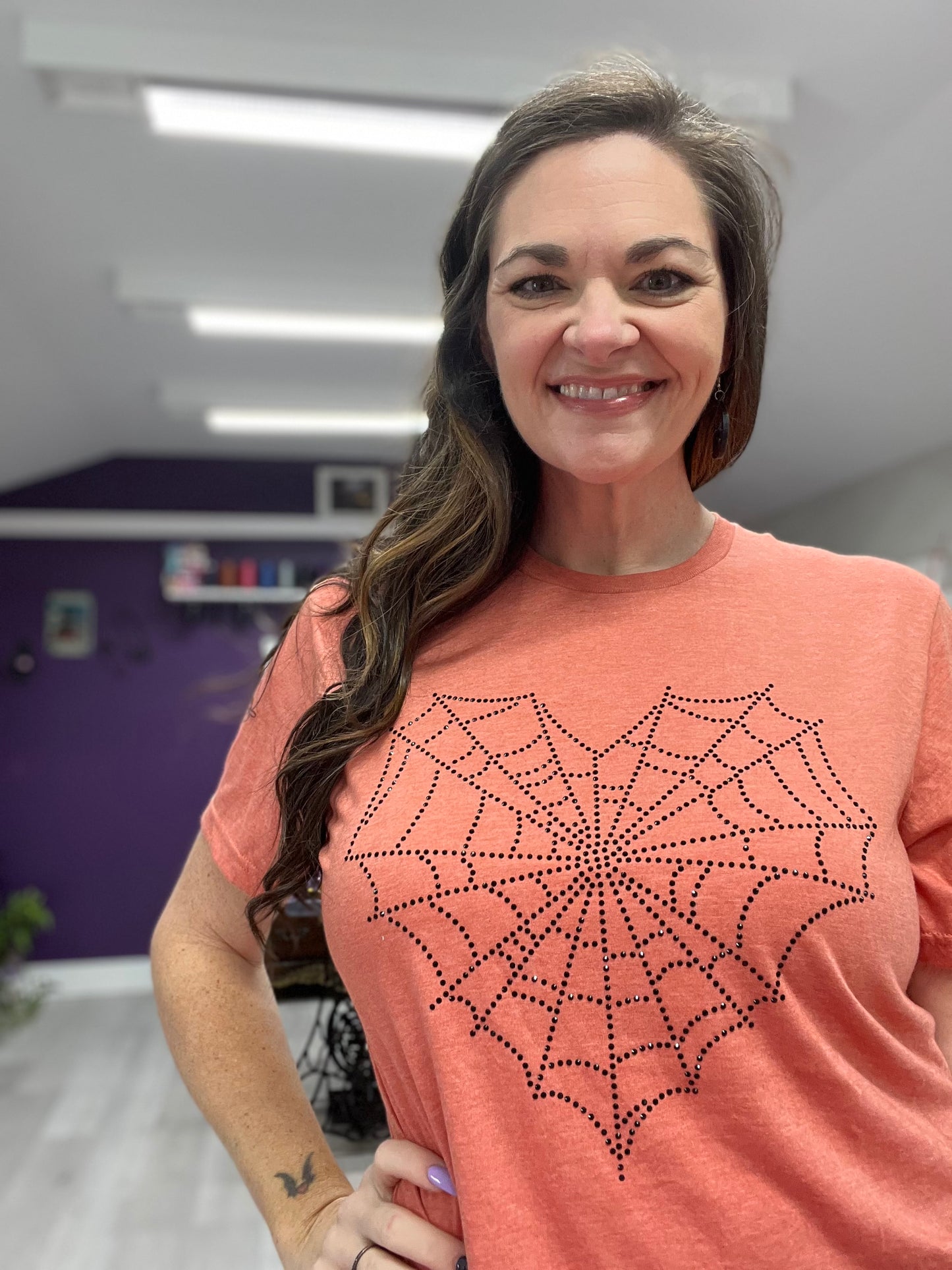 Spiderweb rhinestone tee